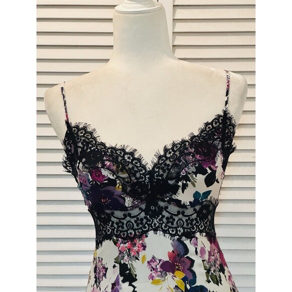 Bebe Women Pía Printed Silk Lined Dainty Laced Mini Dress Goth Whimsigoth Fairy - Picture 3 of 15